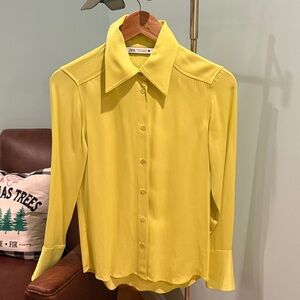 Zara Lime Green Button Down Shirt